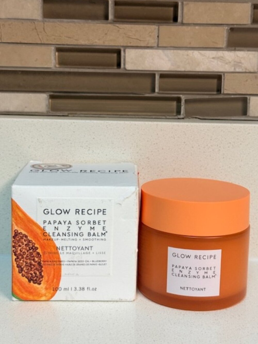NIB 🍑 Glow Recipe Papaya Sorbet Enzyme Cleansing Balm Full Size 3.38 oz 🍑